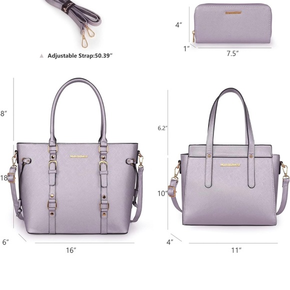 Purple 3PCS Purses for Women Tote Purse and Wallet Set Shoulder Bags set - Picture 4 of 5